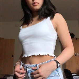 White Crop Tank Top